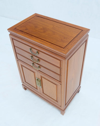 EstablishedLines Solid Teak Brass Bracket Shape Heavy Drop Pulls Lift Top Two Doors Silver Chest