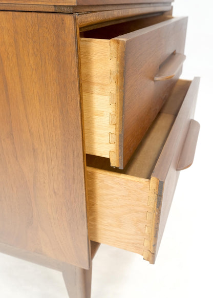 EstablishedLines Two Drawer American Oiled Walnut Sculpted Wood Pulls Night Stand Cabinet MINT!