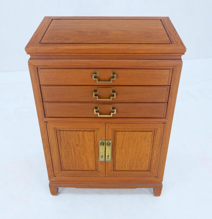 EstablishedLines Solid Teak Brass Bracket Shape Heavy Drop Pulls Lift Top Two Doors Silver Chest
