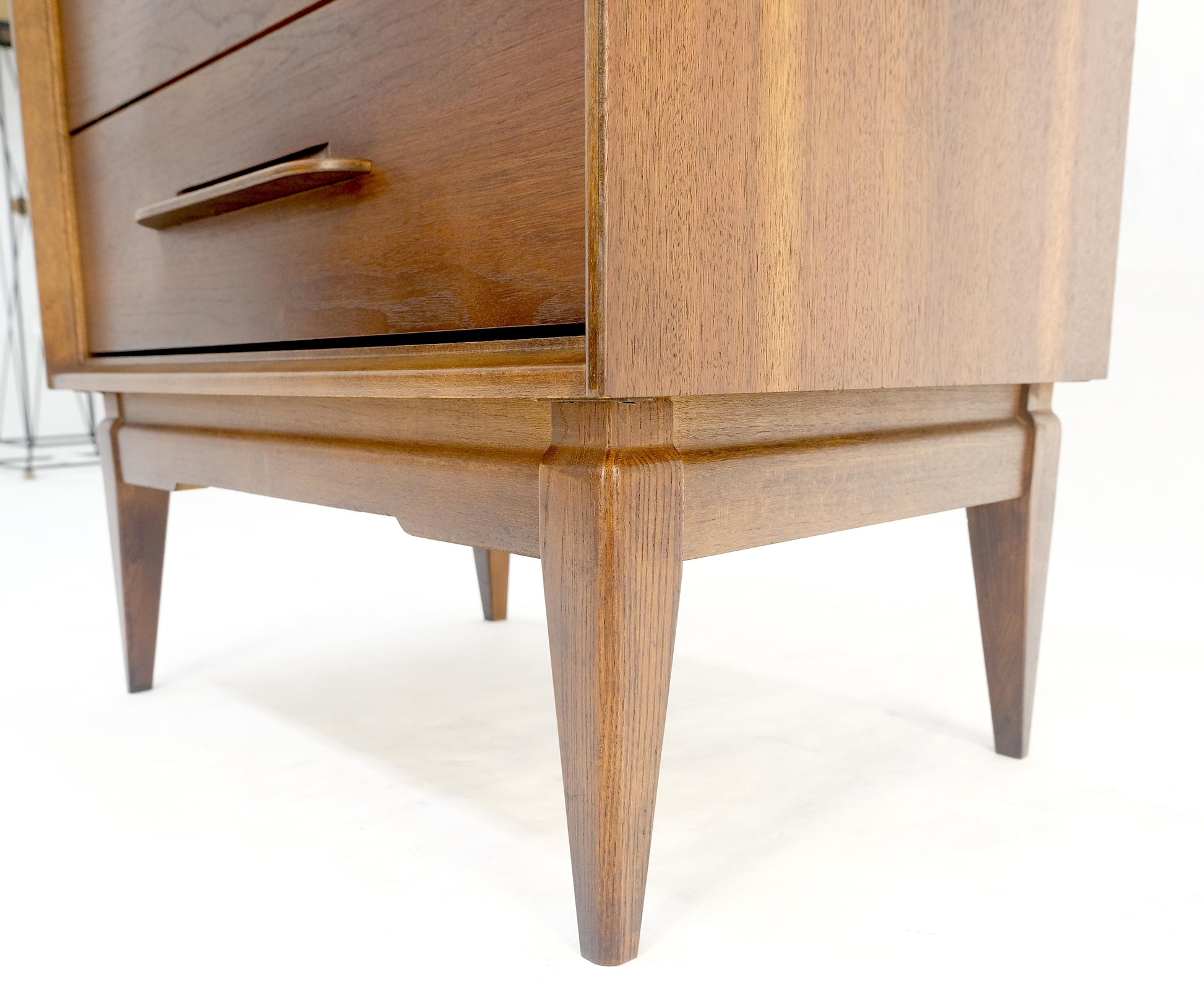 EstablishedLines Two Drawer American Oiled Walnut Sculpted Wood Pulls Night Stand Cabinet MINT!