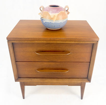 EstablishedLines Two Drawer American Oiled Walnut Sculpted Wood Pulls Night Stand Cabinet MINT!