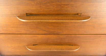 EstablishedLines Two Drawer American Oiled Walnut Sculpted Wood Pulls Night Stand Cabinet MINT!