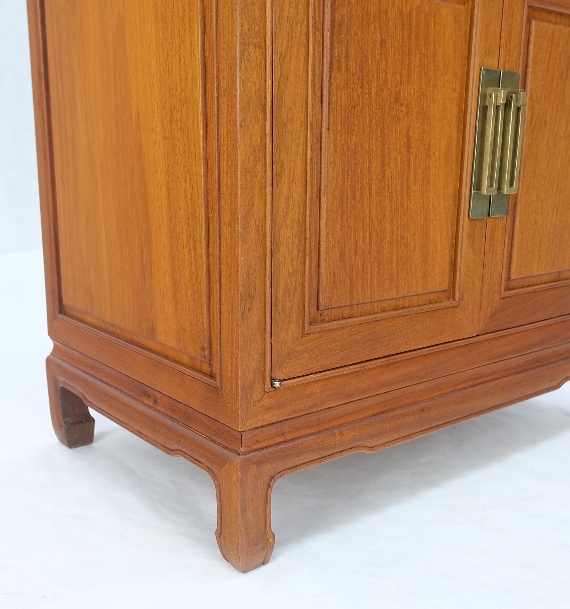 EstablishedLines Solid Teak Brass Bracket Shape Heavy Drop Pulls Lift Top Two Doors Silver Chest