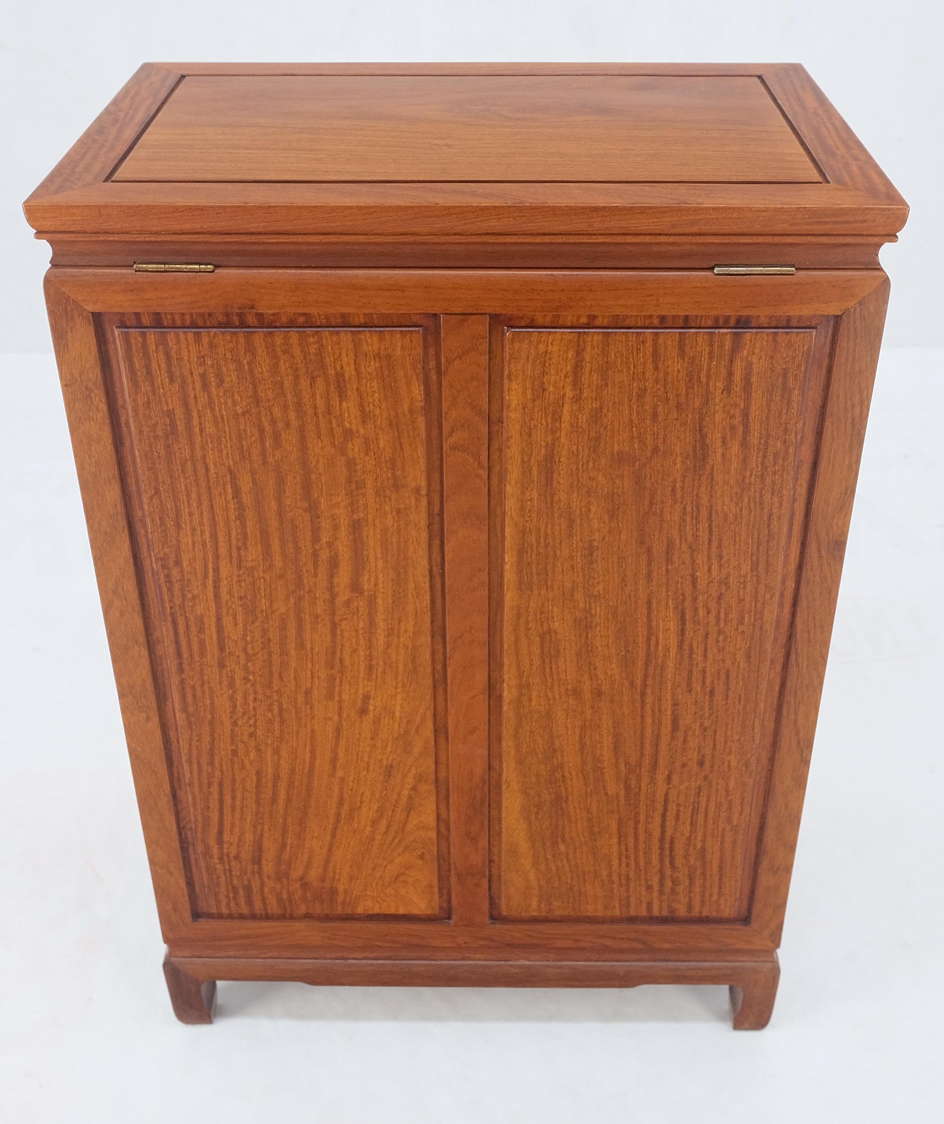 EstablishedLines Solid Teak Brass Bracket Shape Heavy Drop Pulls Lift Top Two Doors Silver Chest
