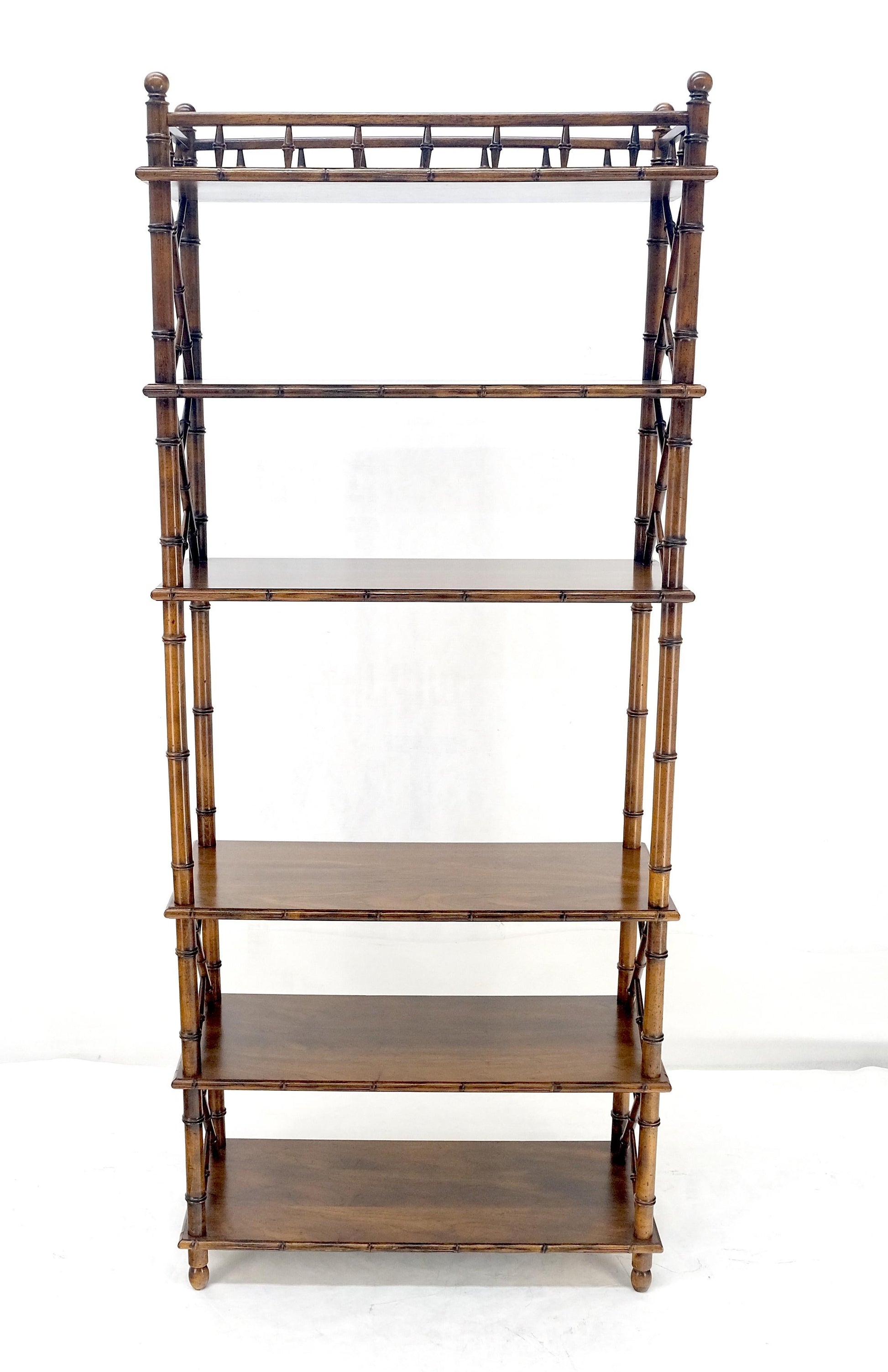 EstablishedLines Very Fine Faux Bamboo Mid Century Modern 6 Tier Oak Etagere Shelf Display MINT