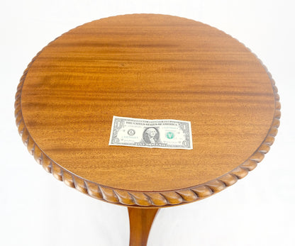 EstablishedLines Brown Mahogany 24" Round Carved Rope Edge Tripod Base Claw Feed Lamp Side Table