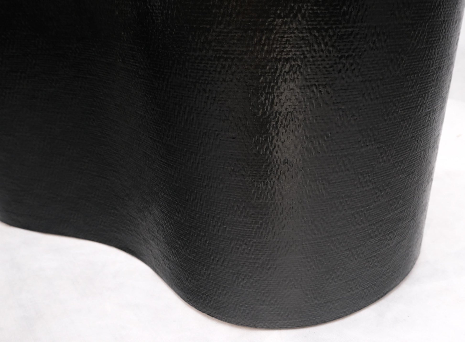 EstablishedLines Kidney Shape Black Lacquer Raffia Cloth Wrapped Side End Coffee Table