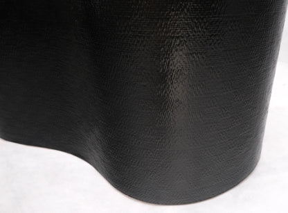 EstablishedLines Kidney Shape Black Lacquer Raffia Cloth Wrapped Side End Coffee Table