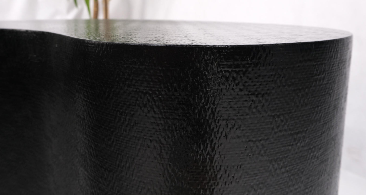 EstablishedLines Kidney Shape Black Lacquer Raffia Cloth Wrapped Side End Coffee Table