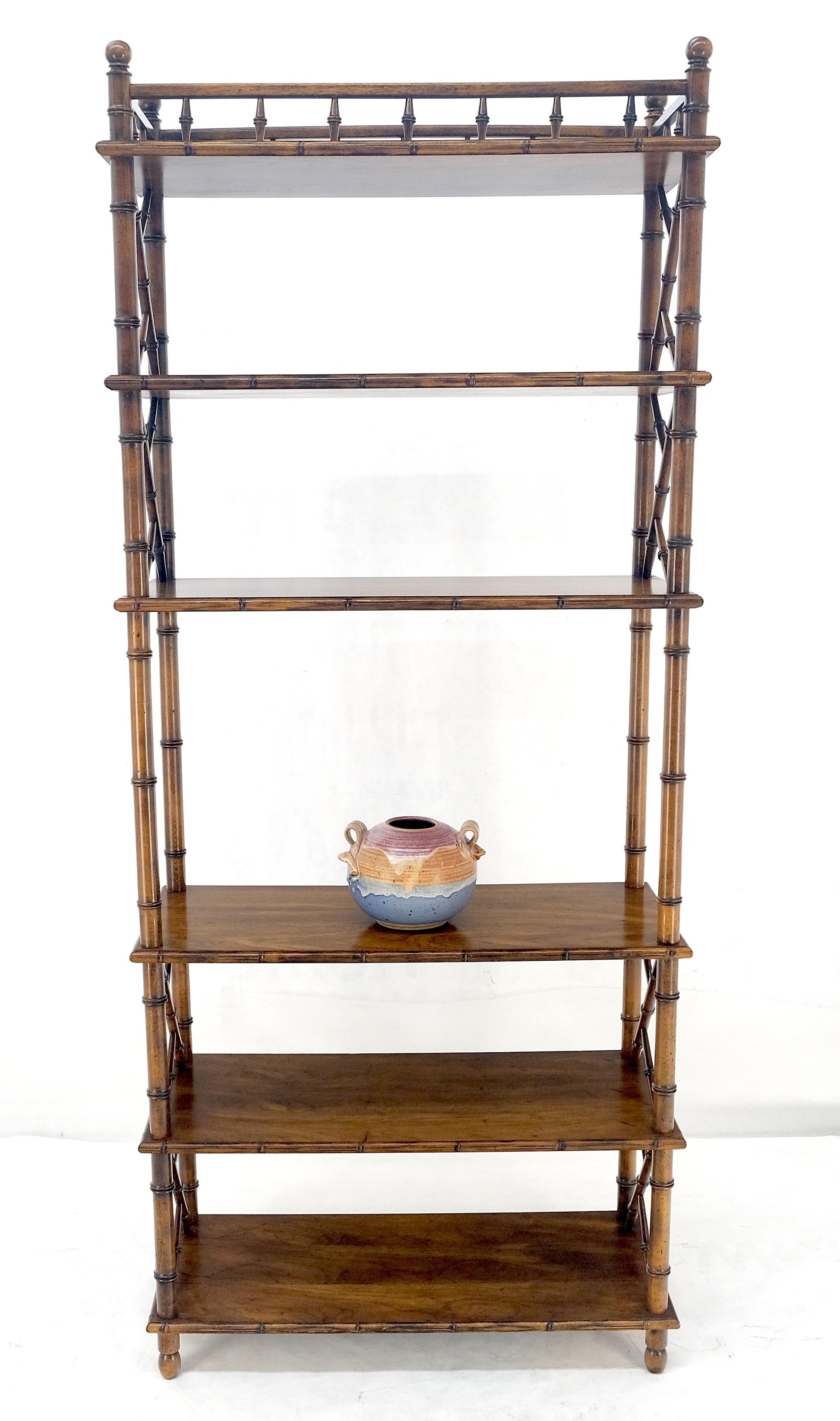 EstablishedLines Very Fine Faux Bamboo Mid Century Modern 6 Tier Oak Etagere Shelf Display MINT
