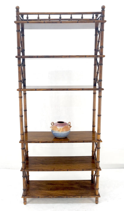 EstablishedLines Very Fine Faux Bamboo Mid Century Modern 6 Tier Oak Etagere Shelf Display MINT