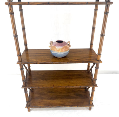 EstablishedLines Very Fine Faux Bamboo Mid Century Modern 6 Tier Oak Etagere Shelf Display MINT