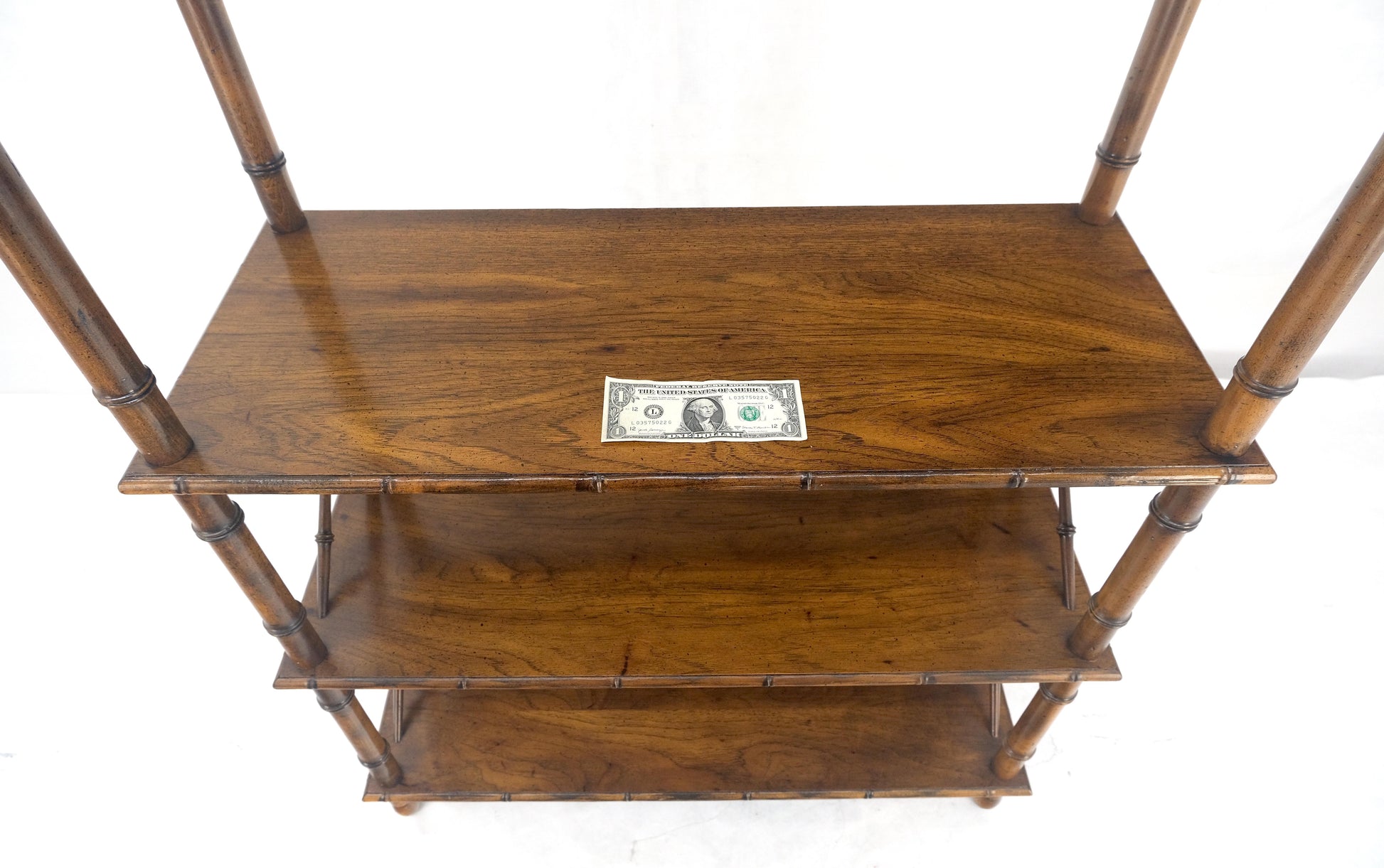 EstablishedLines Very Fine Faux Bamboo Mid Century Modern 6 Tier Oak Etagere Shelf Display MINT