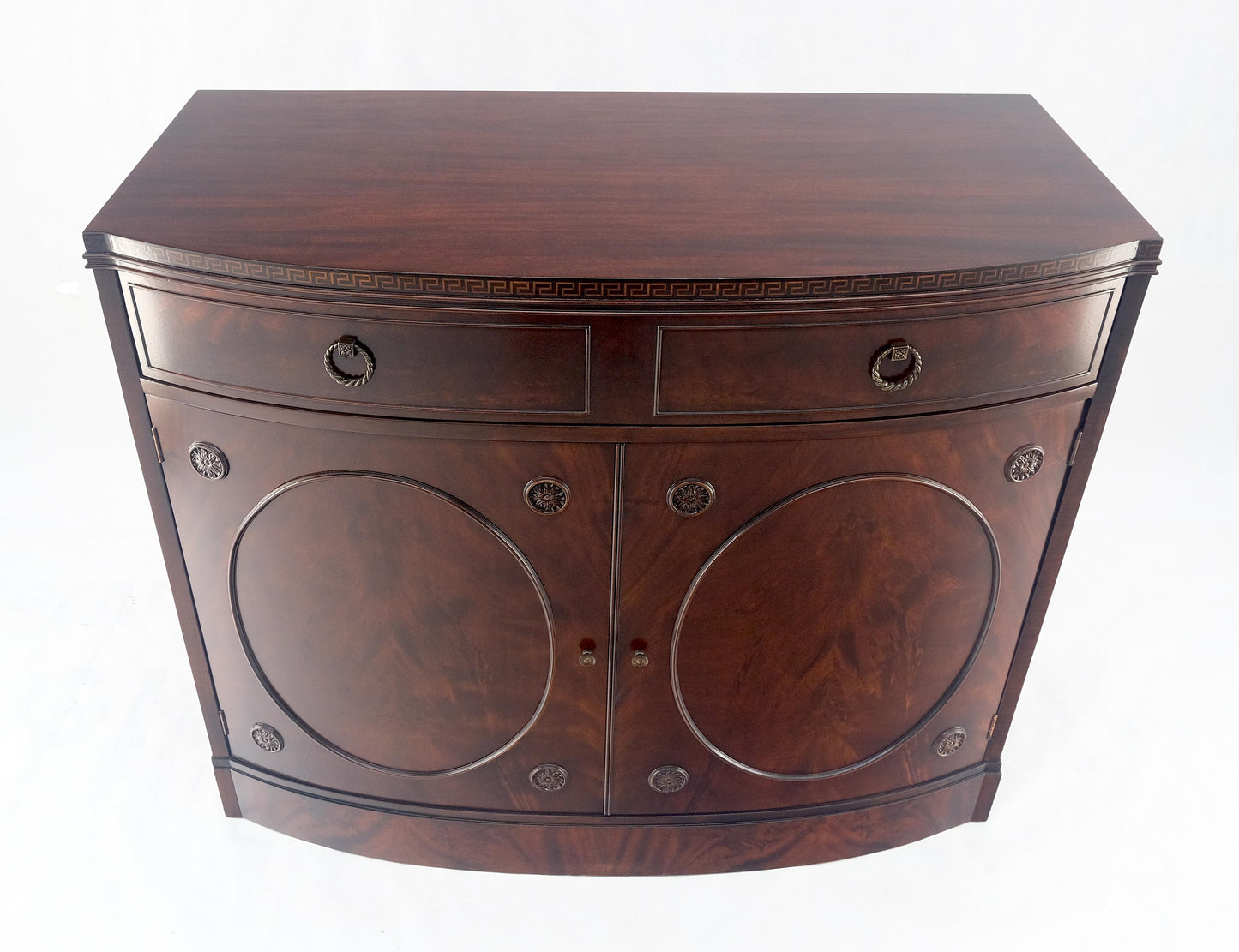 Federal Flame Crotch Mahogany Bow Front Double Door Compartment Sideboard MINT!