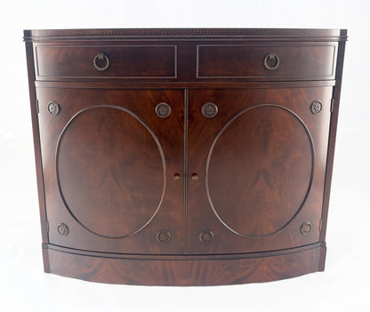 Federal Flame Crotch Mahogany Bow Front Double Door Compartment Sideboard MINT!