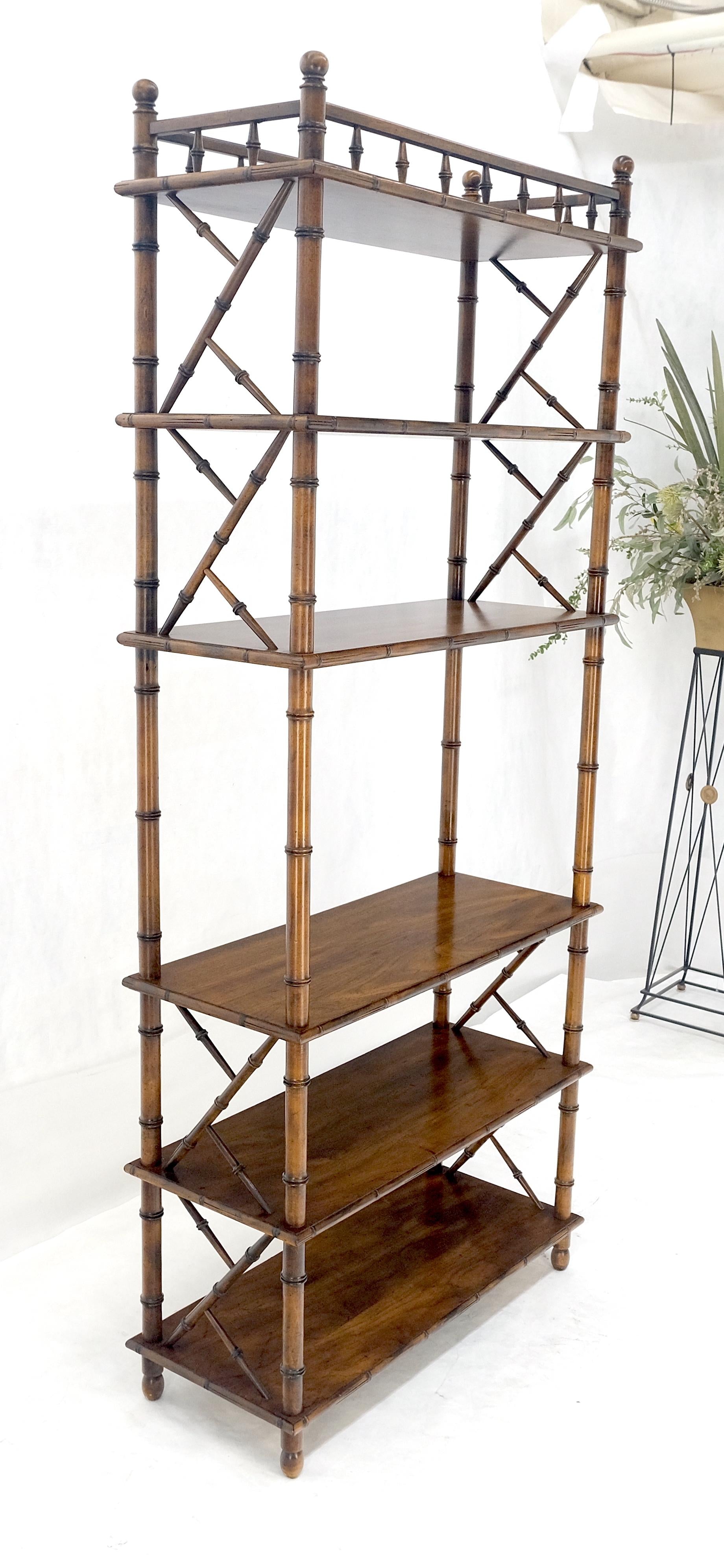 EstablishedLines Very Fine Faux Bamboo Mid Century Modern 6 Tier Oak Etagere Shelf Display MINT