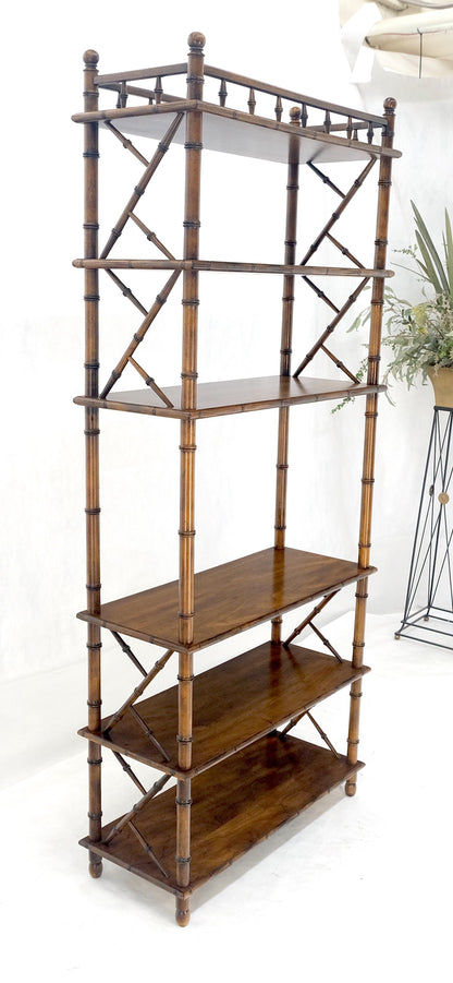 EstablishedLines Very Fine Faux Bamboo Mid Century Modern 6 Tier Oak Etagere Shelf Display MINT