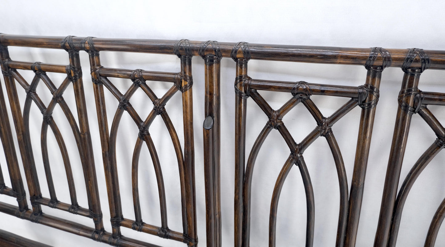 EstablishedLines McGuire Dark Bamboo & Ebonized Mahogany Leather King Size Headboard Bed MINT!