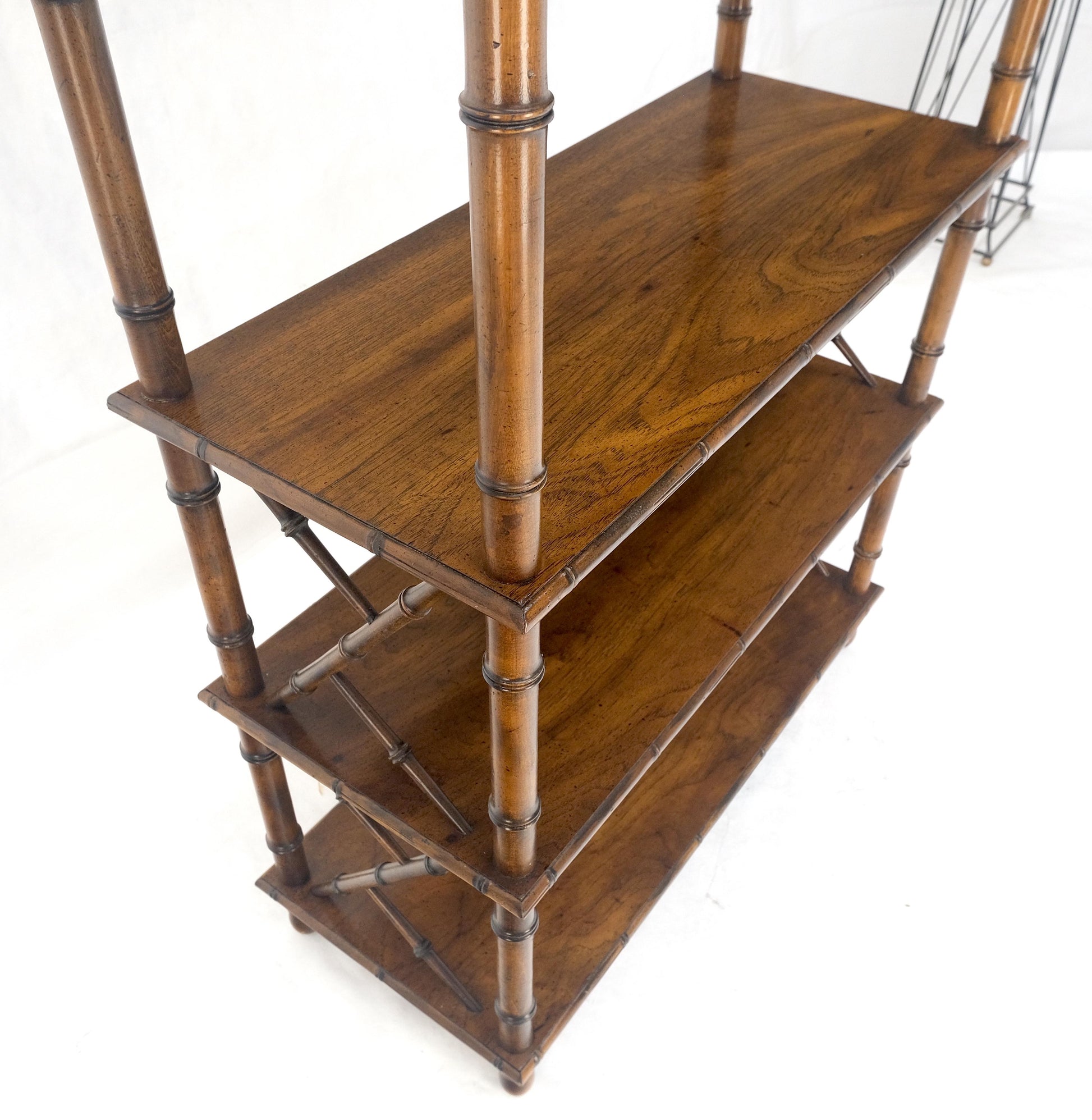 EstablishedLines Very Fine Faux Bamboo Mid Century Modern 6 Tier Oak Etagere Shelf Display MINT