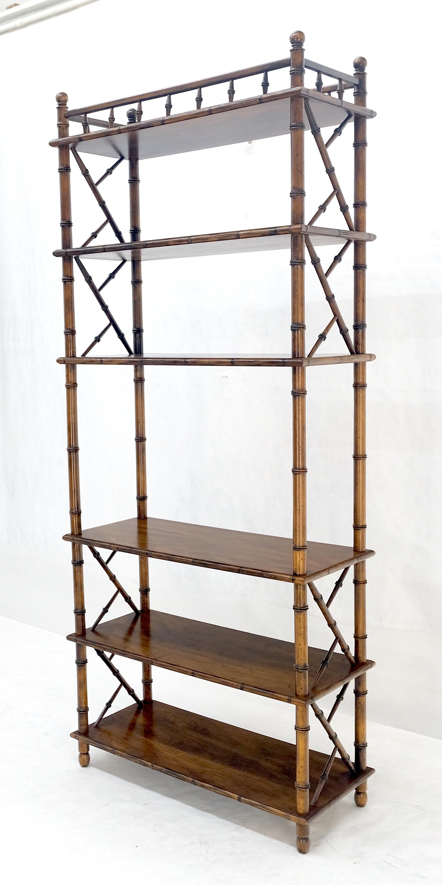 EstablishedLines Very Fine Faux Bamboo Mid Century Modern 6 Tier Oak Etagere Shelf Display MINT