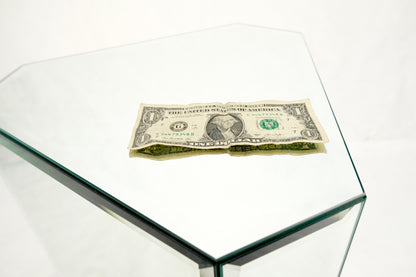 EstablishedLines Mid Century Modern Triangular Beveled Mirrors Pedestal Stand End Table Console