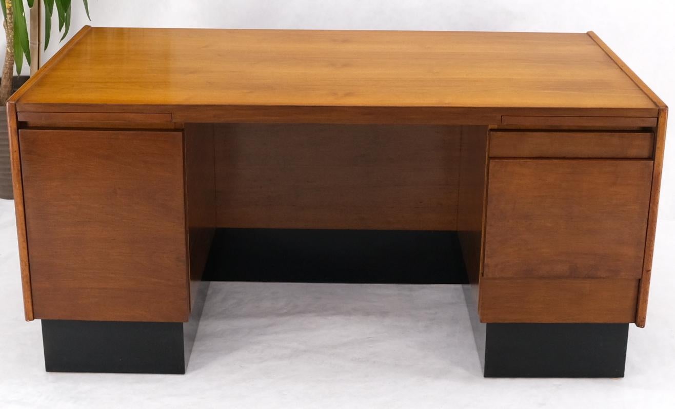 EstablishedLines American Walnut Ed Wormley for Dunbar Double Pedestal Desk w/ Folding Return
