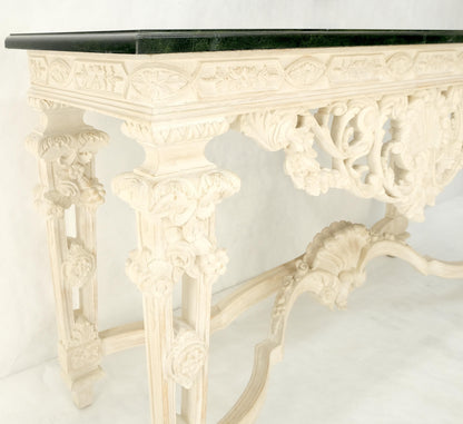 EstablishedLines Maitland Smith Carved White Wash Finish Wall Mirror Matching Console Table MINT!