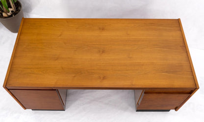 EstablishedLines American Walnut Ed Wormley for Dunbar Double Pedestal Desk w/ Folding Return