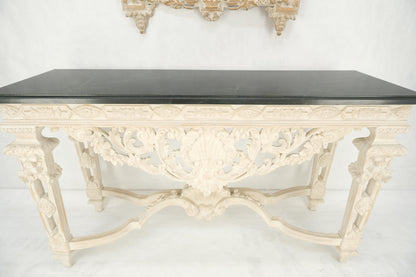 EstablishedLines Maitland Smith Carved White Wash Finish Wall Mirror Matching Console Table MINT!