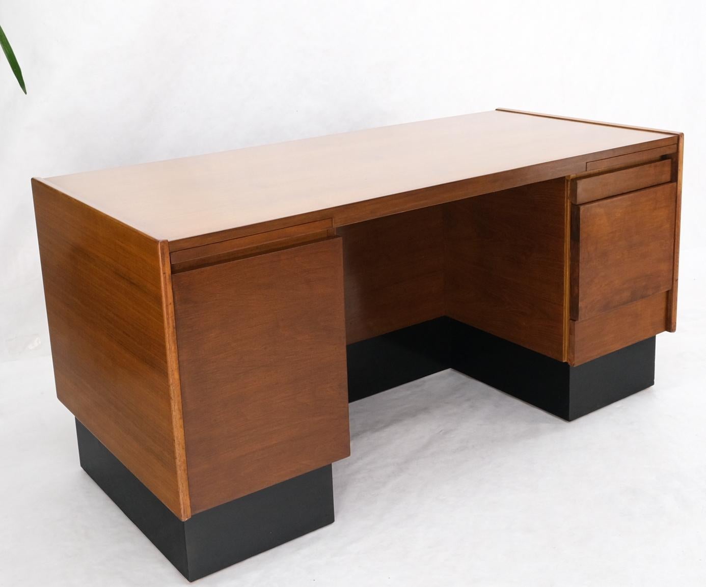 EstablishedLines American Walnut Ed Wormley for Dunbar Double Pedestal Desk w/ Folding Return