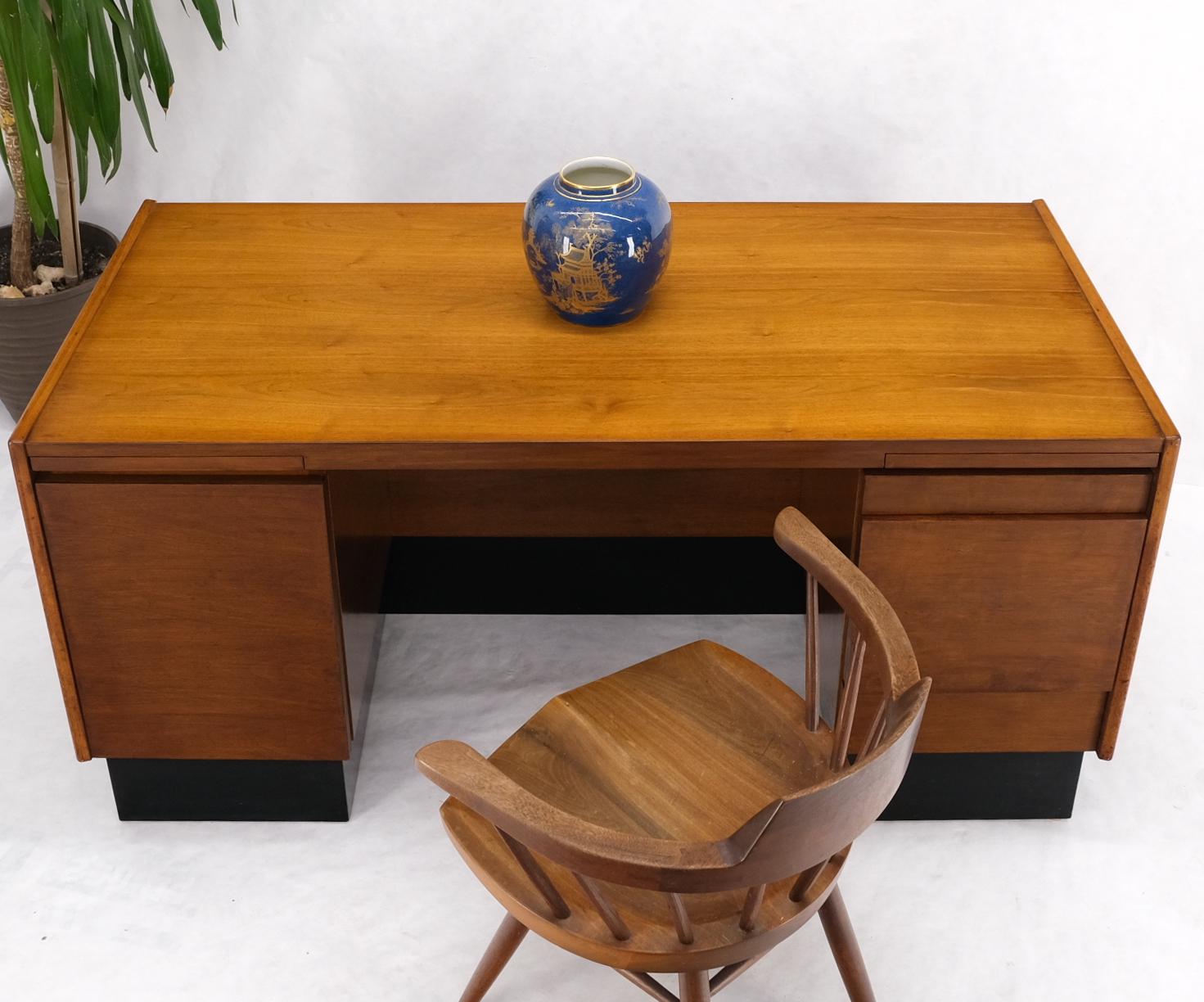 EstablishedLines American Walnut Ed Wormley for Dunbar Double Pedestal Desk w/ Folding Return