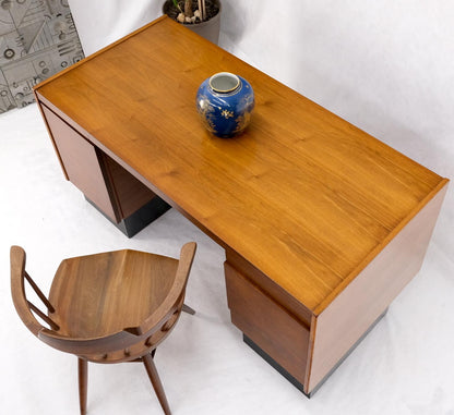 EstablishedLines American Walnut Ed Wormley for Dunbar Double Pedestal Desk w/ Folding Return