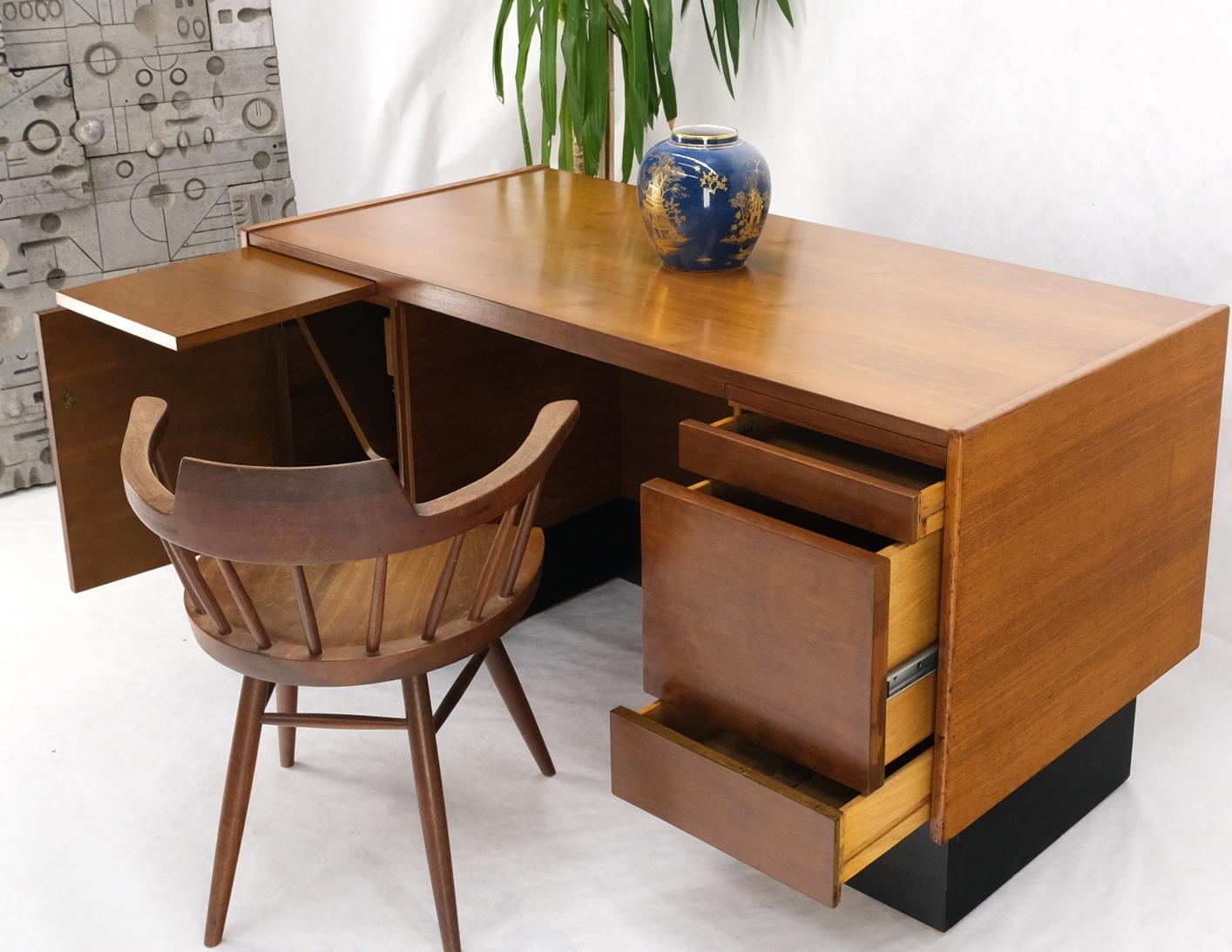 EstablishedLines American Walnut Ed Wormley for Dunbar Double Pedestal Desk w/ Folding Return