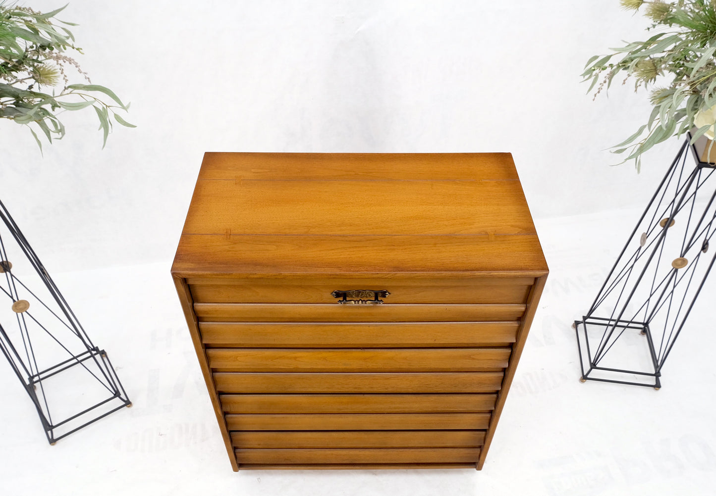 EstablishedLines American Mid-Century Modern Light Walnut 5 Drawers High Chest Dresser Mint!