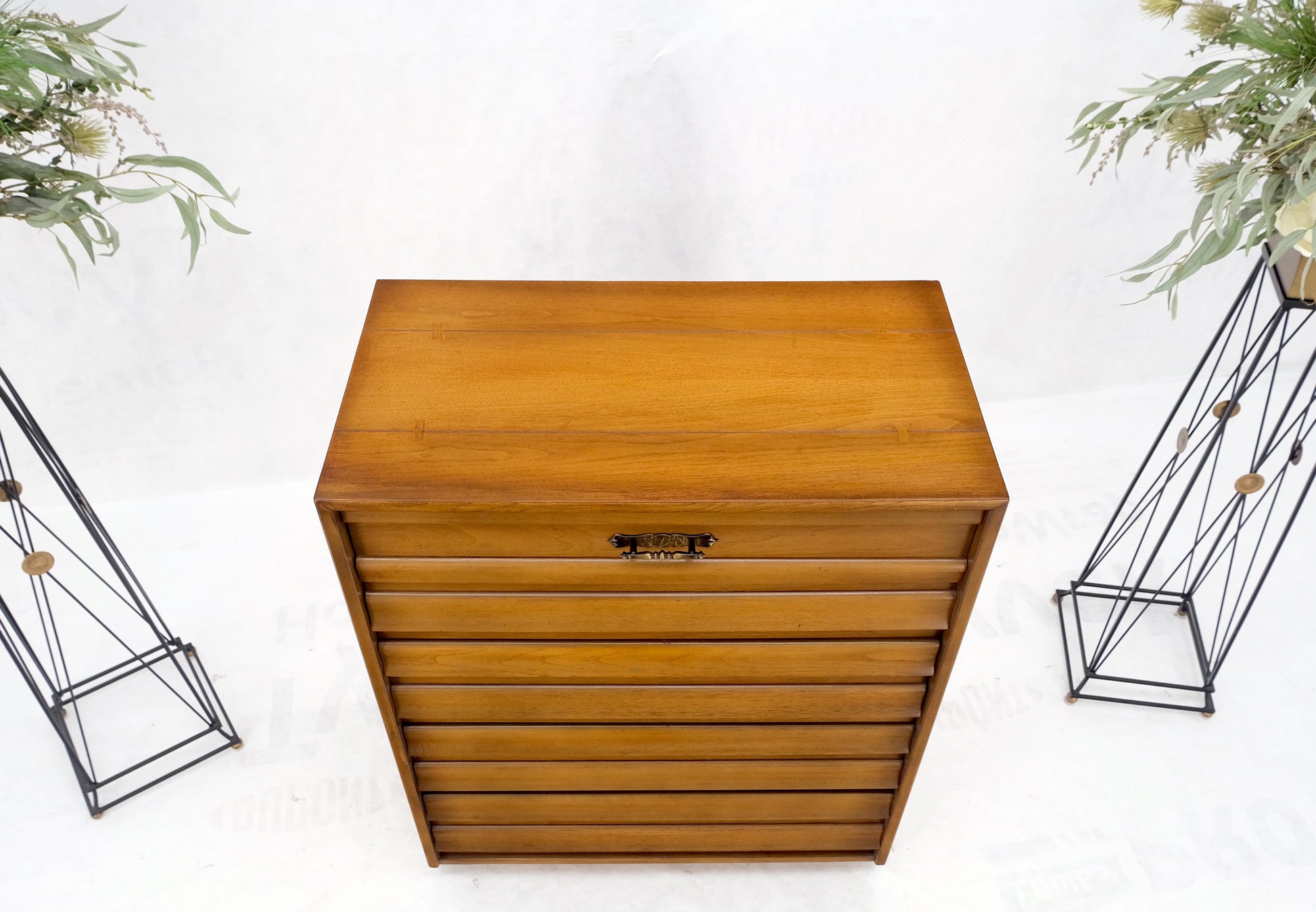 EstablishedLines American Mid-Century Modern Light Walnut 5 Drawers High Chest Dresser Mint!
