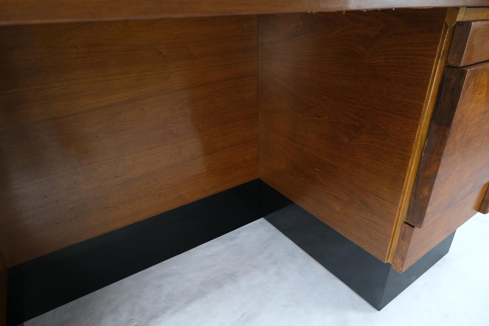 EstablishedLines American Walnut Ed Wormley for Dunbar Double Pedestal Desk w/ Folding Return