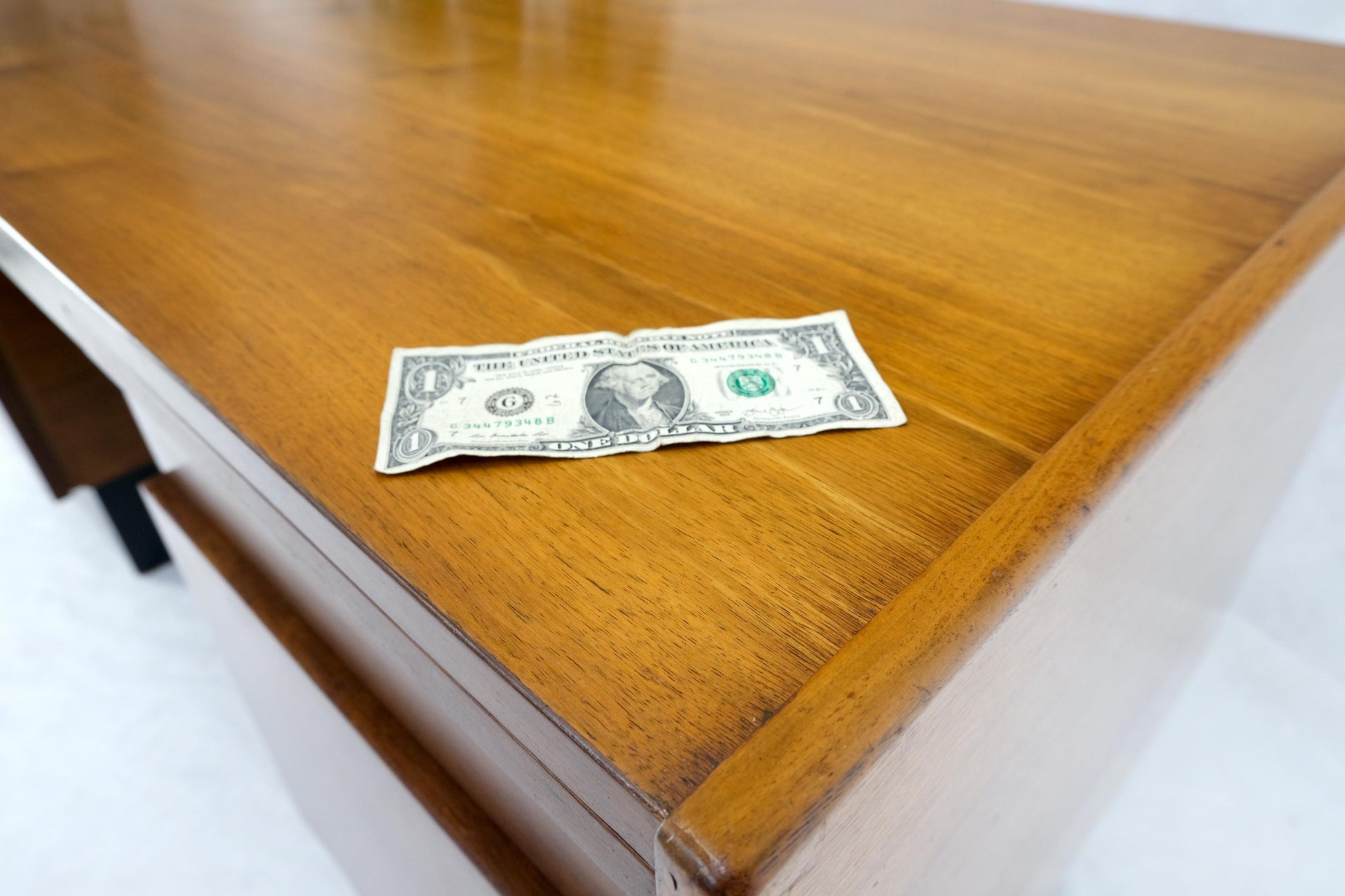 EstablishedLines American Walnut Ed Wormley for Dunbar Double Pedestal Desk w/ Folding Return