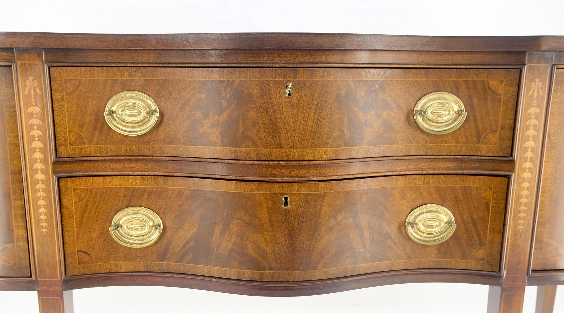 EstablishedLines Councill Two Drawer Double Door Serpentine Front Mahogany Federal Sideboard MINT