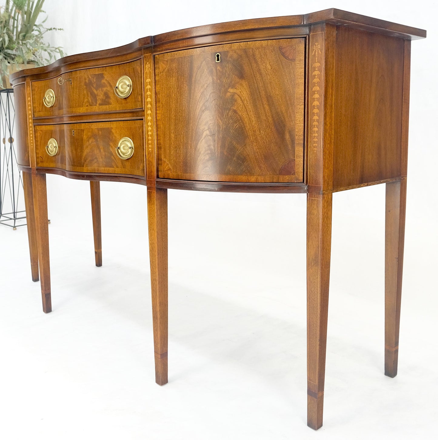 EstablishedLines Councill Two Drawer Double Door Serpentine Front Mahogany Federal Sideboard MINT