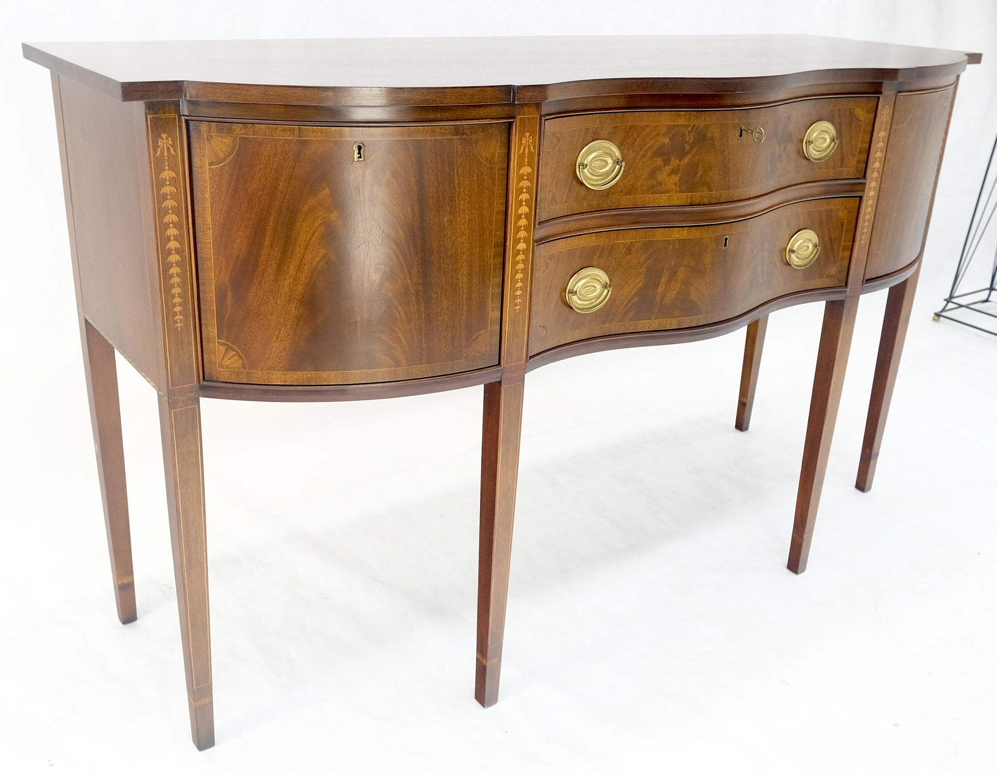 EstablishedLines Councill Two Drawer Double Door Serpentine Front Mahogany Federal Sideboard MINT