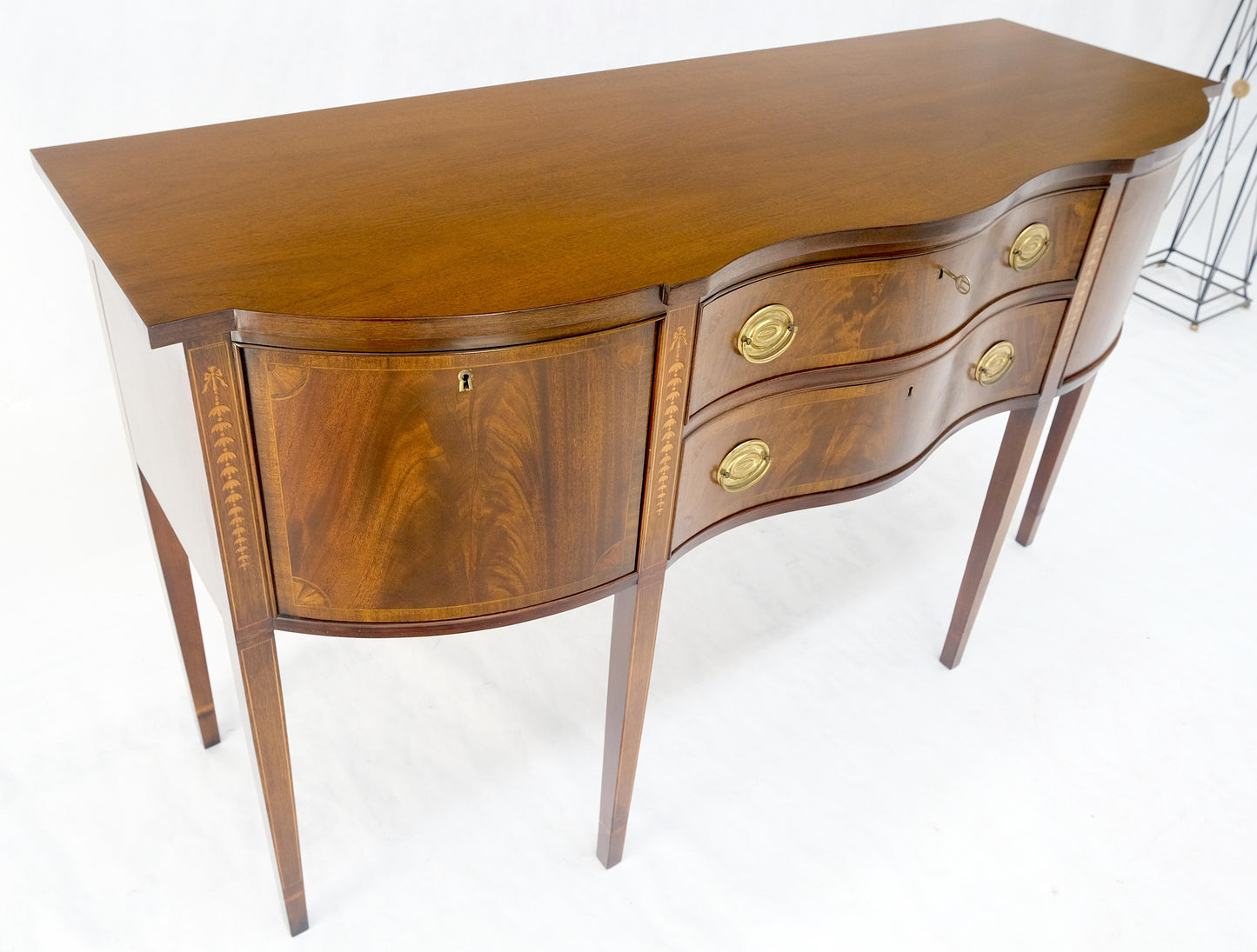 EstablishedLines Councill Two Drawer Double Door Serpentine Front Mahogany Federal Sideboard MINT