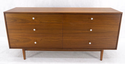 John Stuart Walnut Mid Century Modern 6 Drawer Long Dresser Thin Edge Style MINT