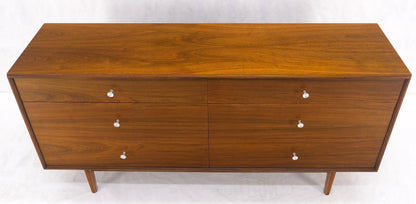 John Stuart Walnut Mid Century Modern 6 Drawer Long Dresser Thin Edge Style MINT