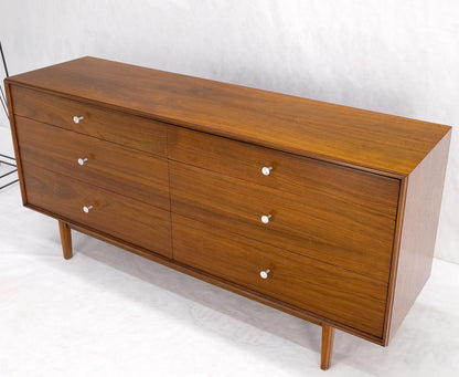 John Stuart Walnut Mid Century Modern 6 Drawer Long Dresser Thin Edge Style MINT