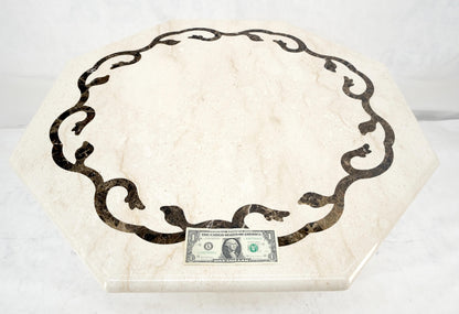 EstablishedLines Single Pedestal Solid Italian Marble Inlayed Top Dining Center Game Table MINT