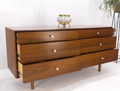 John Stuart Walnut Mid Century Modern 6 Drawer Long Dresser Thin Edge Style MINT