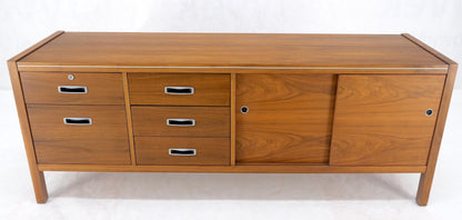 Drexel Walnut Mid Century Modern Long Credenza Sliding Doors 5 Drawer File MINT!