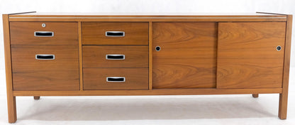 Drexel Walnut Mid Century Modern Long Credenza Sliding Doors 5 Drawer File MINT!