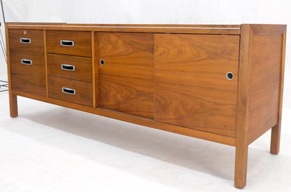 Drexel Walnut Mid Century Modern Long Credenza Sliding Doors 5 Drawer File MINT!