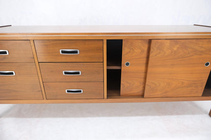 Drexel Walnut Mid Century Modern Long Credenza Sliding Doors 5 Drawer File MINT!